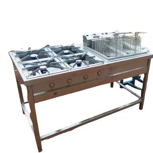 Commercial Combine Gas Cooker (4 Burners & Double Deep Fryer)