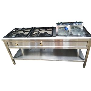 Commercial Gas and Electric Cooker Unit (2 Burners & Double Fryer)