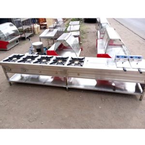 Stainless Steel Combine Unit Gas Cooker with Fryer