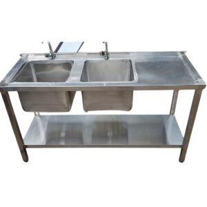 Stainless Steel Double Sink with Working Table