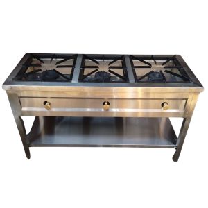 Stainless Steel Three-Burner Commercial Gas Cooker
